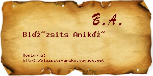 Blázsits Anikó névjegykártya
