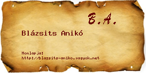 Blázsits Anikó névjegykártya